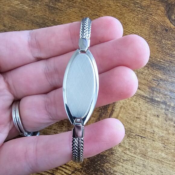 Vintage Speidel USA White Gold Electroplate ID Bracelet 1970s - Picture 1 of 5